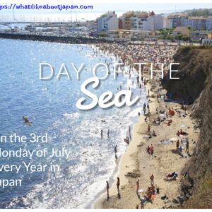 Japanese Culture, July in Japan, A sunny, beautiful beach full of sunbathers somewhere in Japan, Day of the Sea in Japan