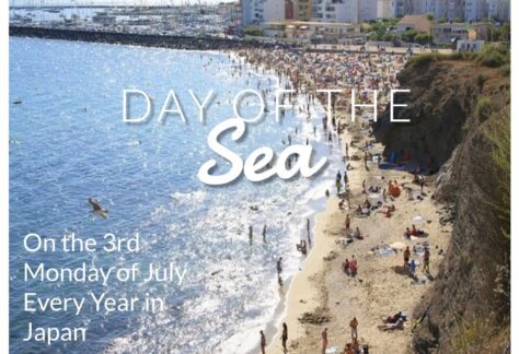 Japanese Culture, July in Japan, A sunny, beautiful beach full of sunbathers somewhere in Japan, Day of the Sea in Japan