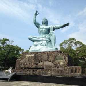 An image of the very buff statue in Nagasaki’s Peace Memorial Park