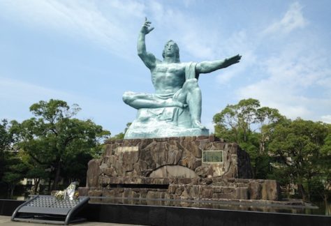 An image of the very buff statue in Nagasaki’s Peace Memorial Park