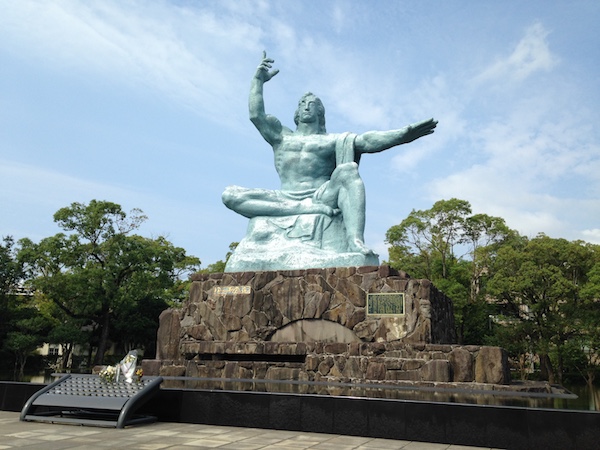 An image of the very buff statue in Nagasaki’s Peace Memorial Park