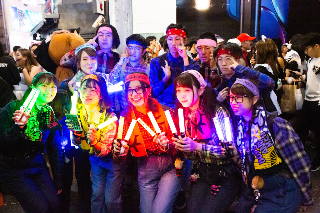 Japanese Culture, October in Japan, Halloween party goers in Shibuya, Tokyo.