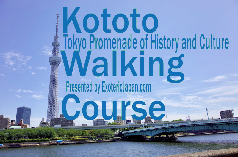 Kototo Walking Course, Exoteric Japan, Tokyo Promenade of History and Culture, 言問コース , The view of the Sky Tree from the other side of the Sumida river along with the bridge.