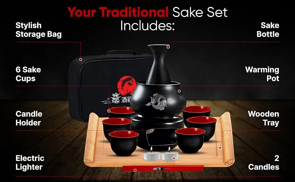 Japanese Sake Set with Warmer