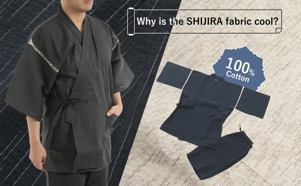 Men's Japan Kimono Jimbei SIJIRAORI 100% Cotton