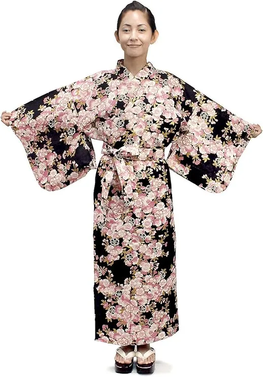 Women's Easy Yukata Robe casual cotton kimono for summer