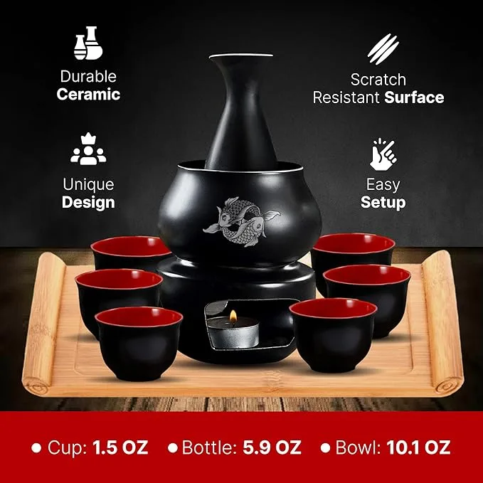 Japanese Sake Set with Warmer